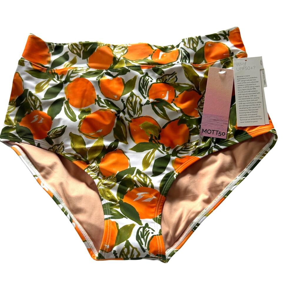 MOTT50 Joana L'Orangerie Print High Rise Swim Bottom NWT UPF 50+ Size L
